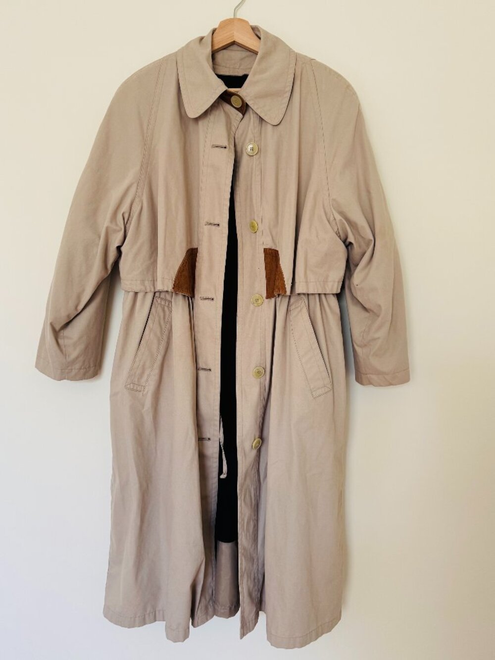 London Fog Khaki Trench‎ Coat Black Liner Women's Petite 8